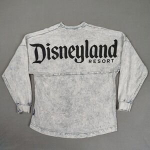 Disney Spirit Jersey Acid Wash Adult Medium Large Gray Long Sleeve Distressed